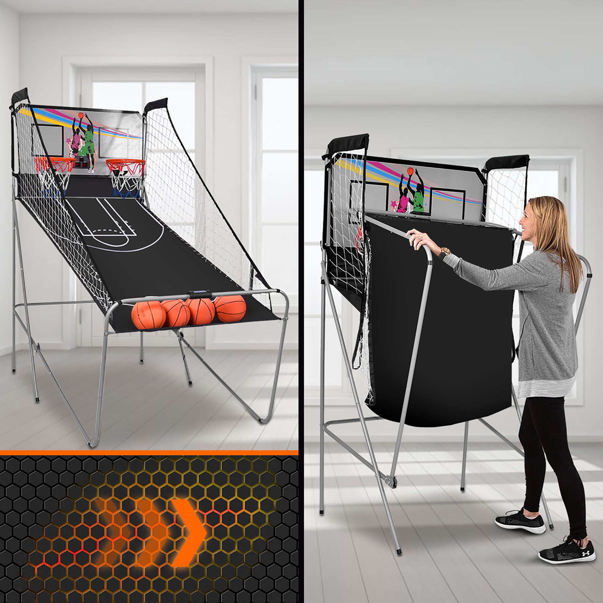 Costway Indoor Basketball Arcade Game Double Electronic Hoops shot 2 Player W/ 4 Balls - Image 3