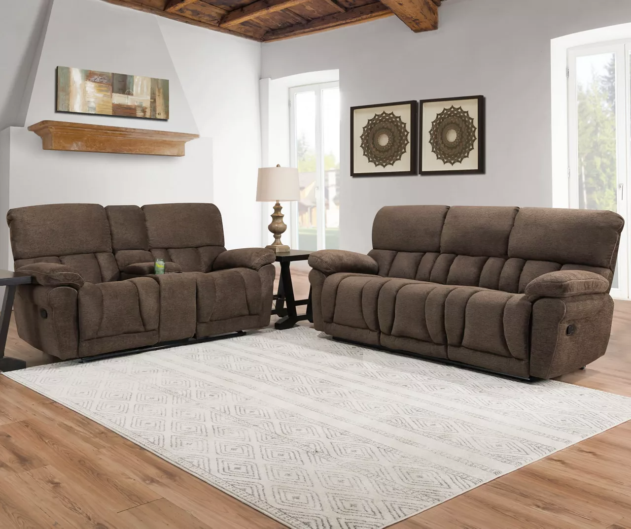 Stonehill Chocolate Brown Reclining Console Loveseat - Image 4