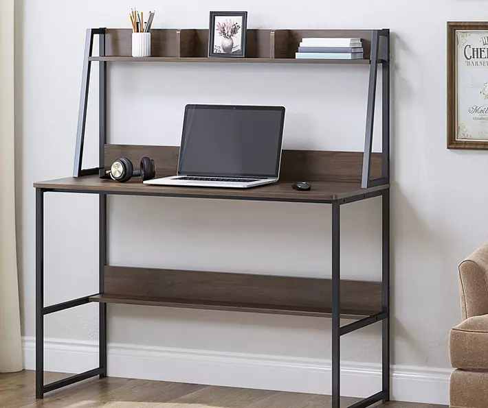 Brown Desk with Hutch - Image 2