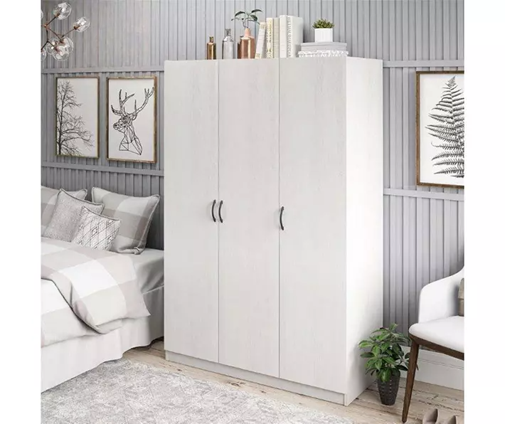 Ivory Oak 3-Door Storage Wardrobe - Image 3
