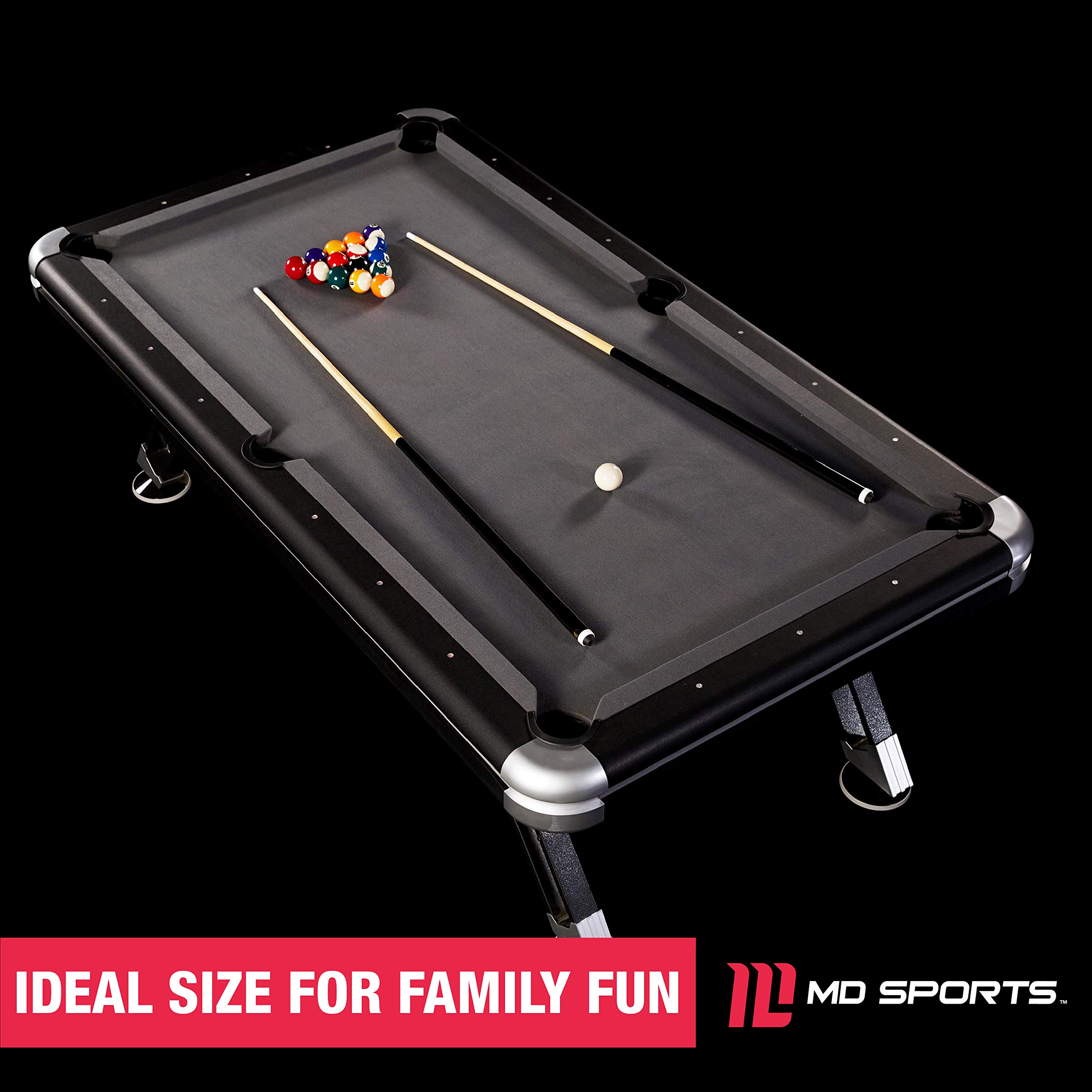MD Sports 7.5' Titan Drop Pocket Table with Pool Ball and Cue Stick Set - Image 5