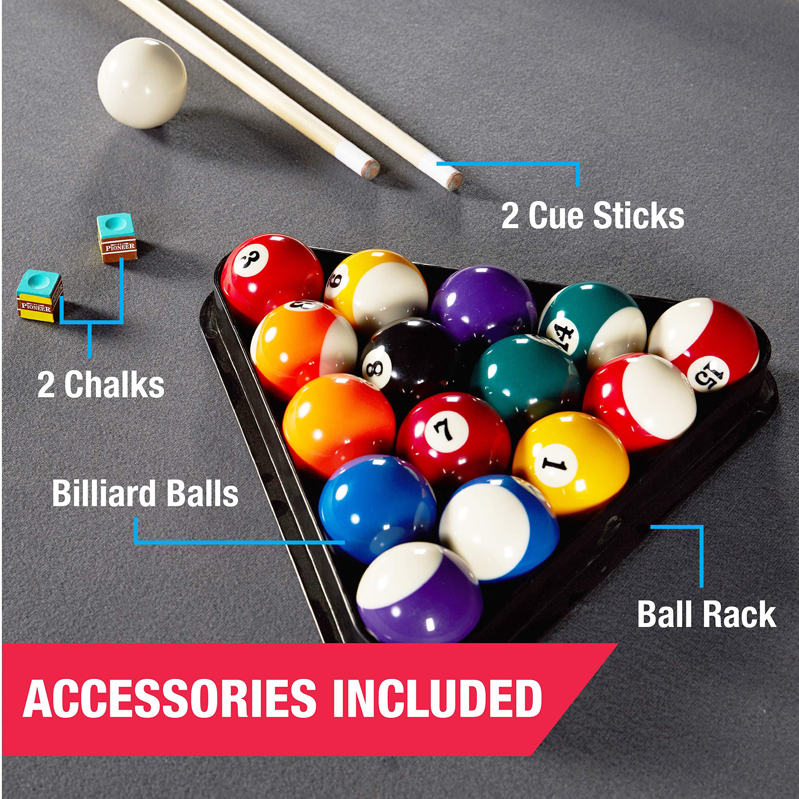 MD Sports 7.5' Titan Drop Pocket Table with Pool Ball and Cue Stick Set - Image 6