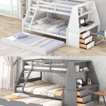High-quality materials Twin over Full Bunk Bed Three Storage Drawers and Shelf