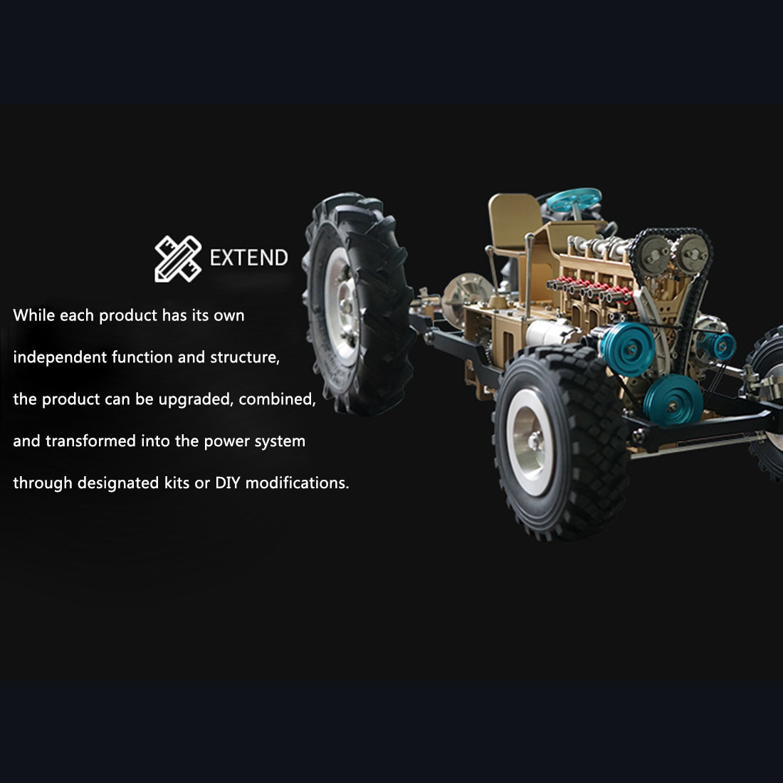 TECHING L4 Engine Model Kit that Works - Build Your Own Engine - Full Metal 4 Cylinder Car Engine Kit Car Engine Model - Image 3