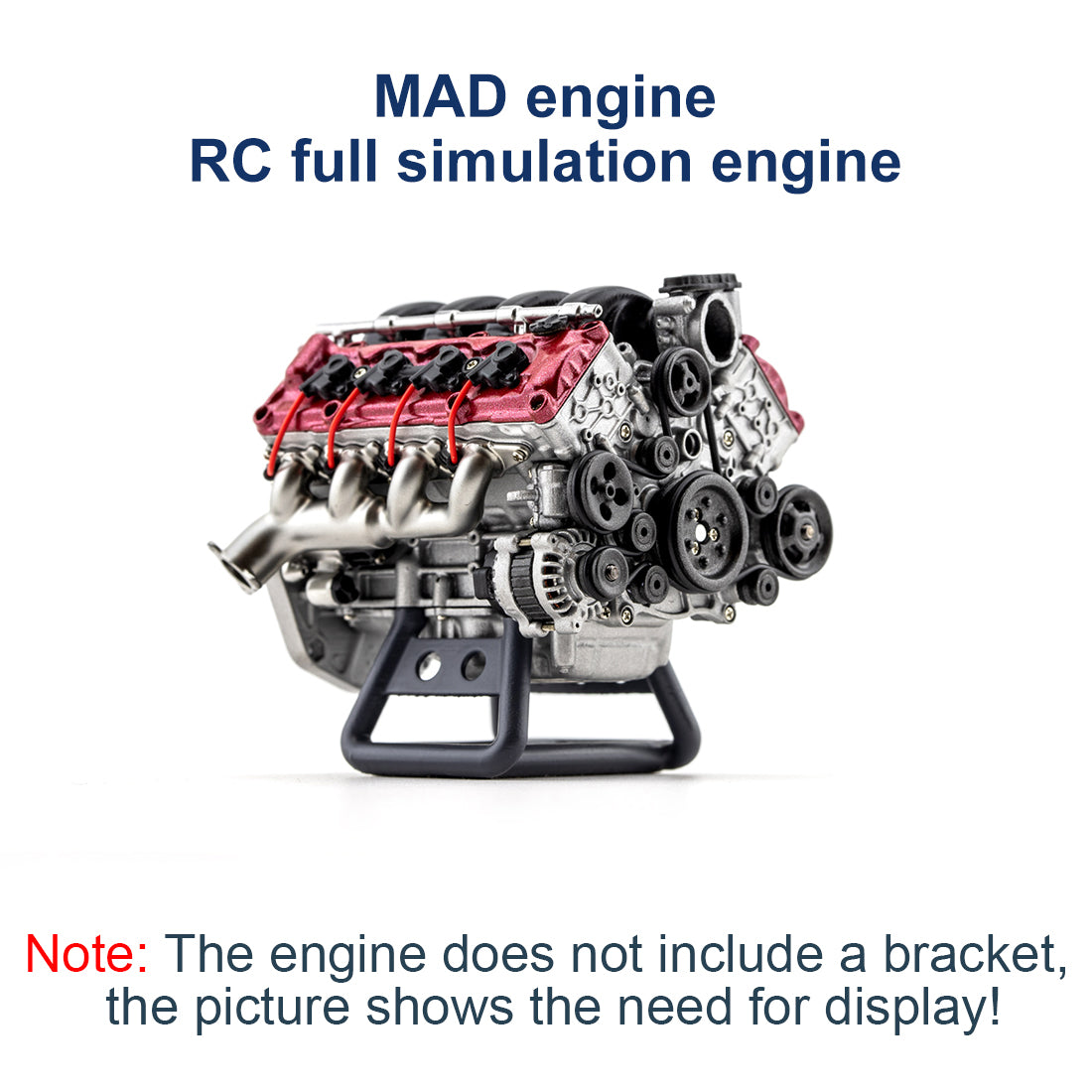 V8 Engine Model Kit that Works - Build Your Own V8 Engine - Paint Your Own V8 Engine -MAD RC V8 Engine for Capra VS4-10 Pro - Image 4