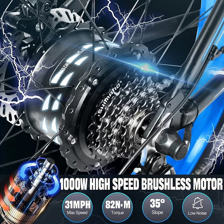 ✨Wide tire electric bike with 1000W 48V/17.5Ah removable battery 31MPH✨ - Image 8