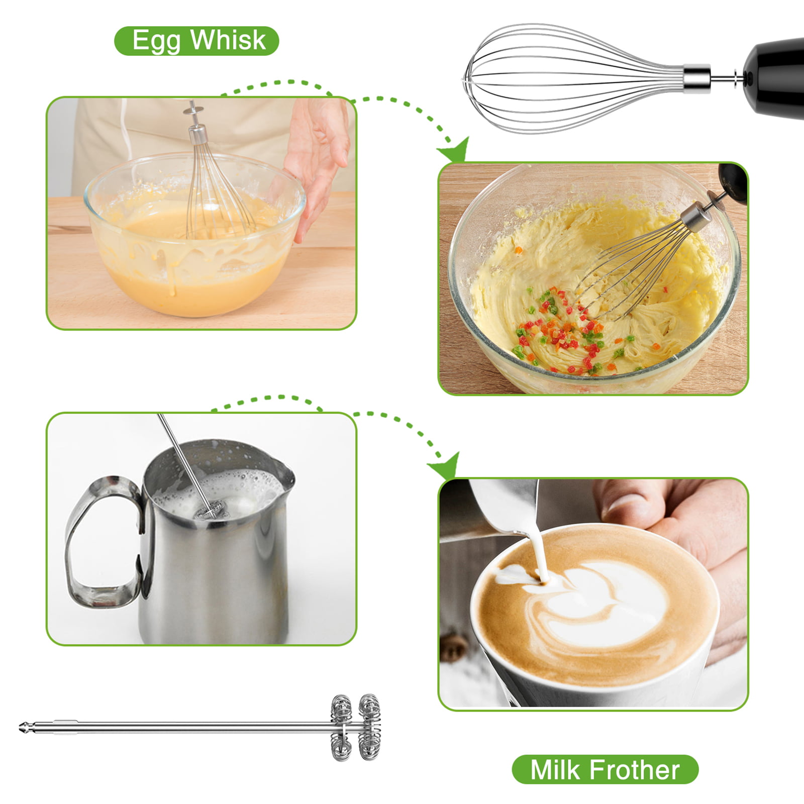 VAVSEA Immersion Hand Blender, 12-Speed Multi-Function Handheld Stick Blender with Stainless Steel Blades, Chopper, Beaker, 600ml, Whisk and Milk Frother for Baby Food/Smoothies/Puree, BPA Free - Image 5