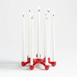 Holiday Red Taper Candle Holder Centerpiece