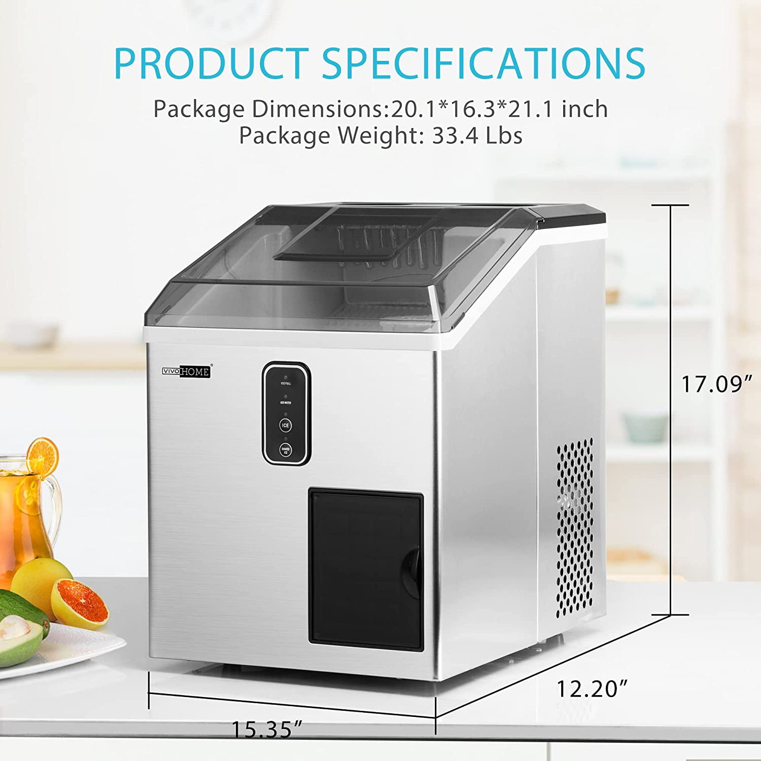 VIVOHOME 2 in 1 Countertop Ice Maker & Ice Shaver Machine, 33lbs/Day - Image 5